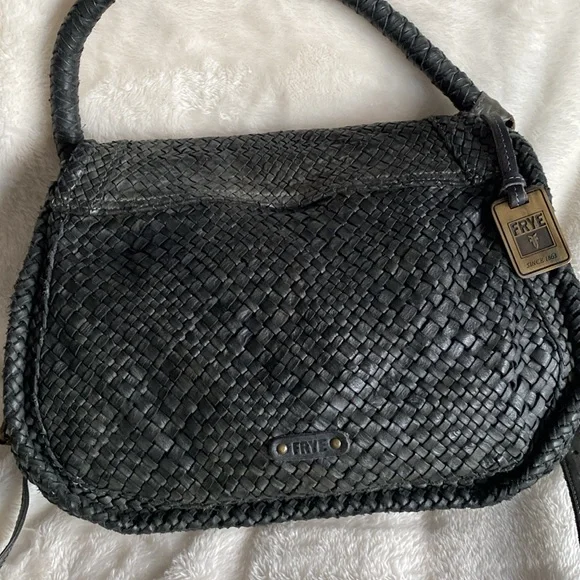 Vintage "NWT" Frye Grey Woven Leather Satchel - Picture 3 of 13